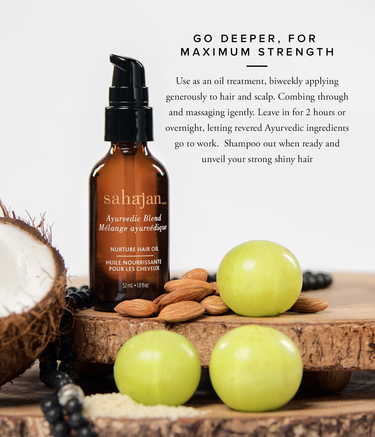 Break up with breakage. Ayurvedic oil amla, eclipta alba (bhringraj) and help repair damage and fortify your hair’s structure, for strong hair that’s soft to the touch.